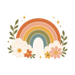 Sticker Arc en Ciel Bohème Fleuri