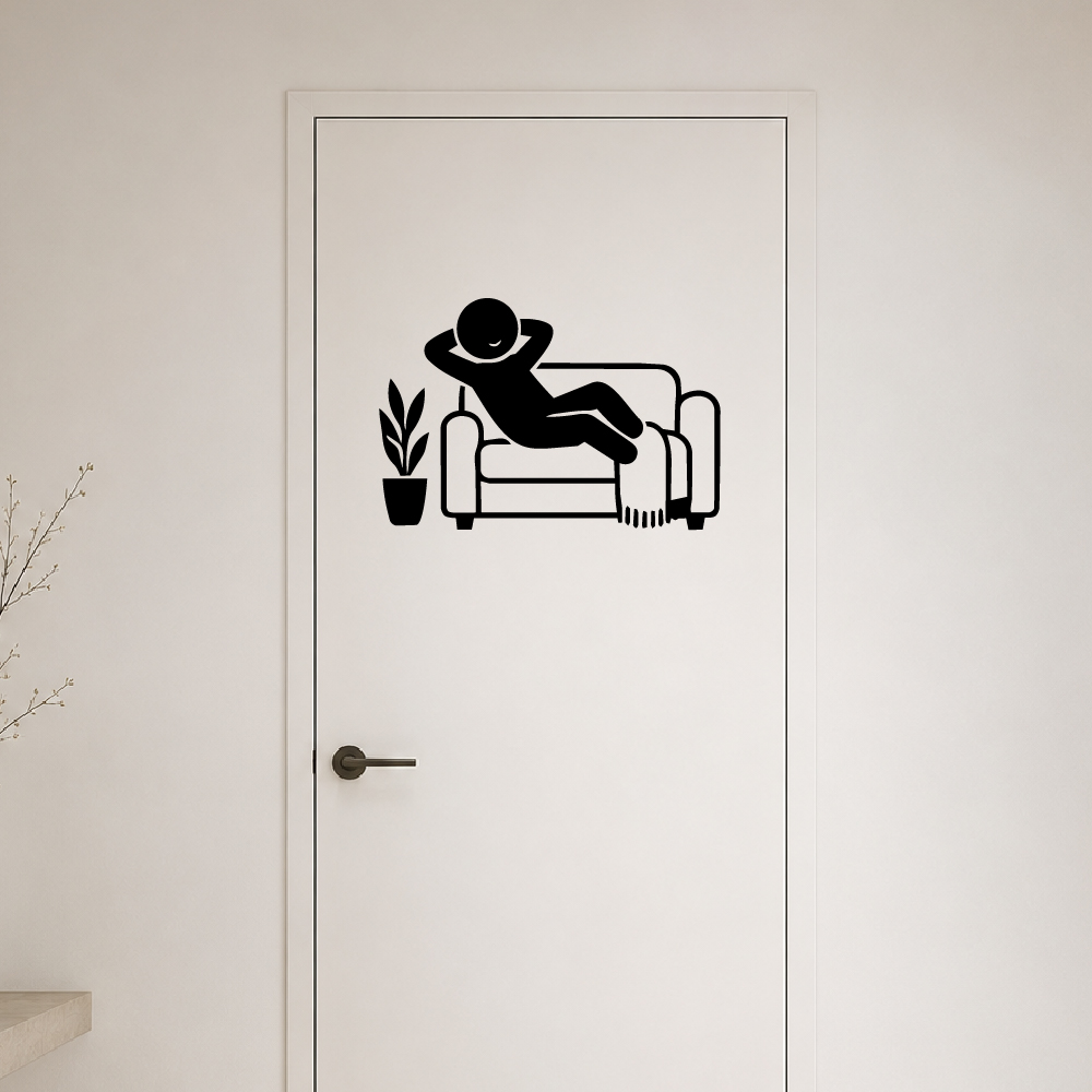 Sticker Salon Personnage Relax Sticker Salon Personnage Relax