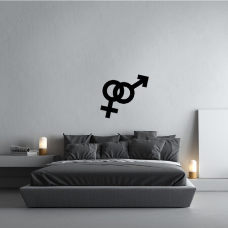 Sticker mural représentant les symboles entrelacés de la femme et de l'homme