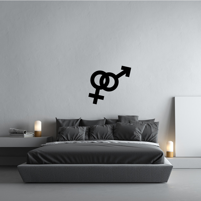 amour001d Sticker mural représentant les symboles entrelacés de la femme et de l'homme