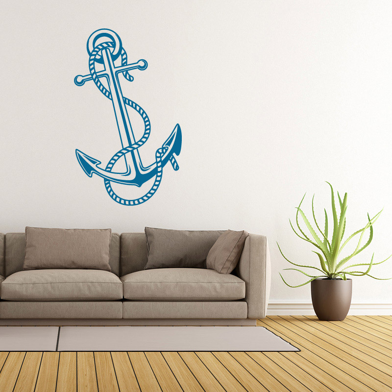 ancre003d Sticker ancre marine avec corde enroulée, motif nautique décoratif