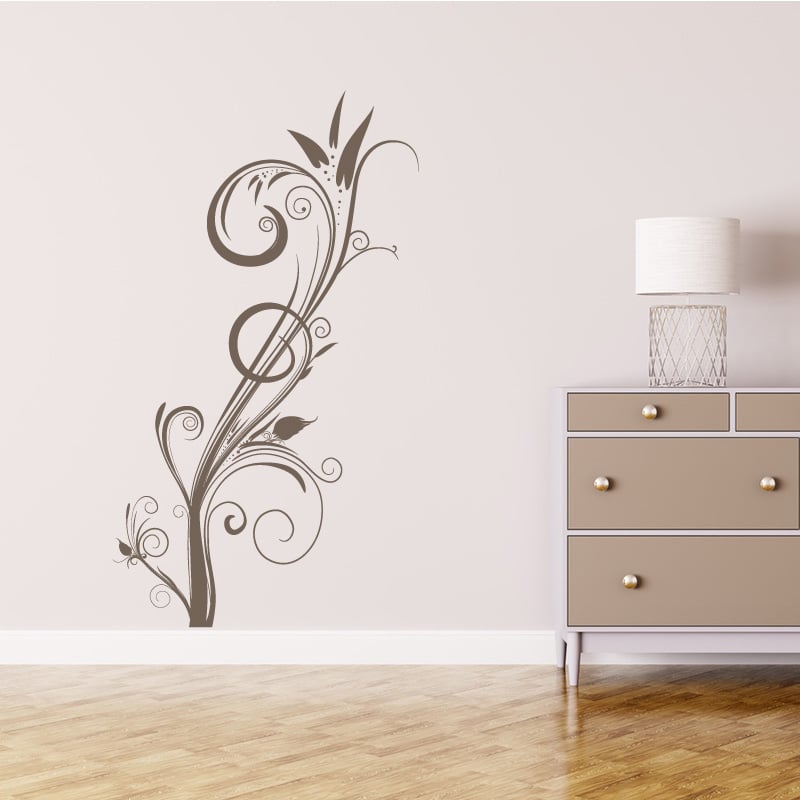 sticker Arabesque Sticker mural motif arabesque avec volutes et feuilles stylisées pour décoration intérieure