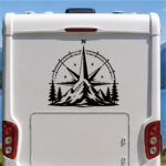 Sticker Montagne et Rose des Vents