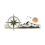 Sticker Paysage Pontagneux au Coucher du Soleil