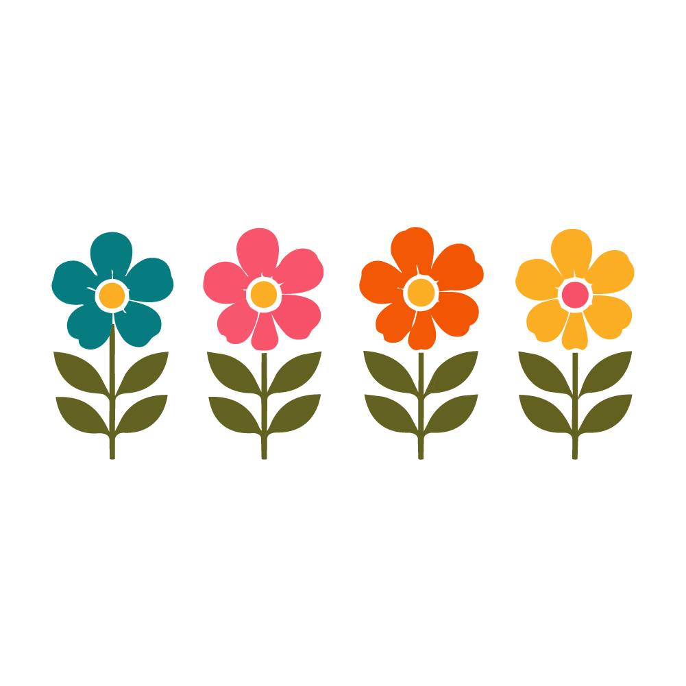 Sticker Quatre Fleurs Colorées 2 Sticker Quatre Fleurs Colorées