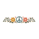 Sticker Symbole Paix et Fleurs Colorées