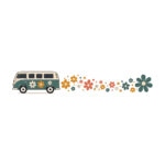 Sticker Van Vintage avec FleursColorées