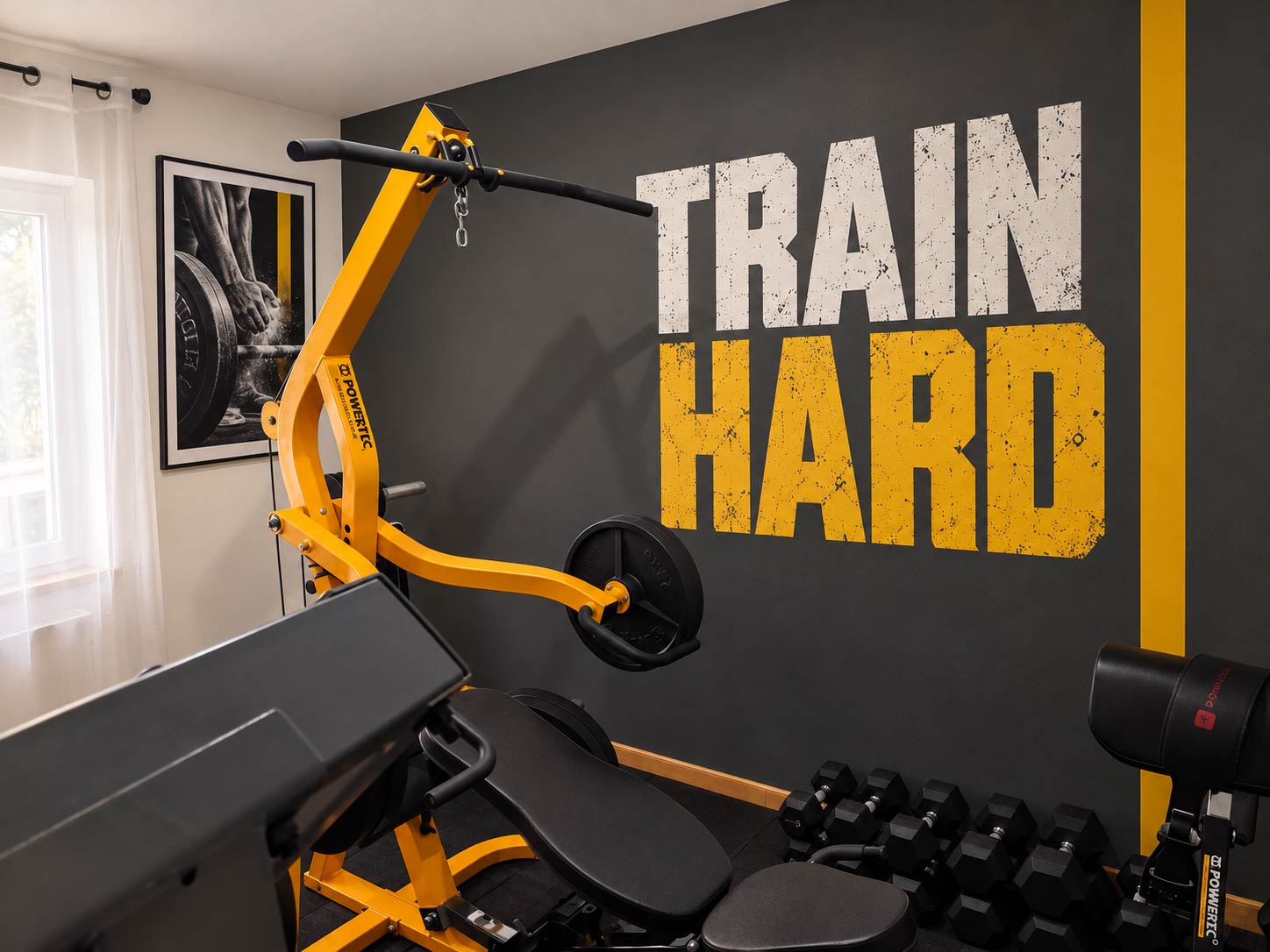 Salle de sport anthracite et jaune Salle de sport anthracite et jaune